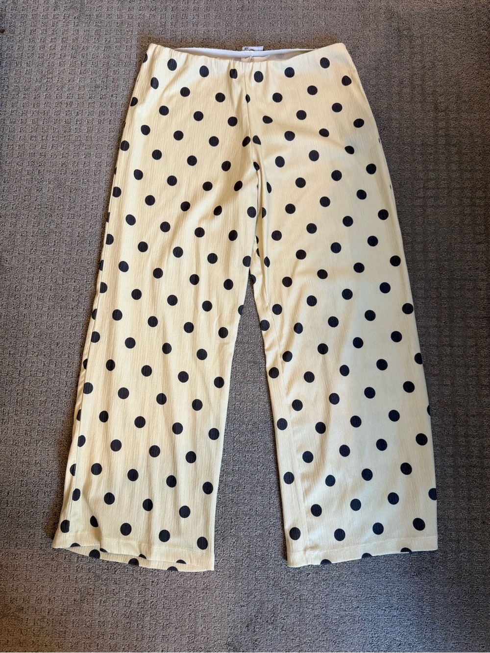ASOS Cream Wide-Leg Pants with Black Polka Dots